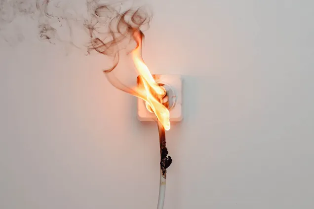 electric wire on fire